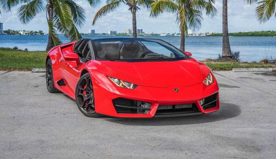 Rent Lamborghini huracan Spyder Red 2018 in Miami