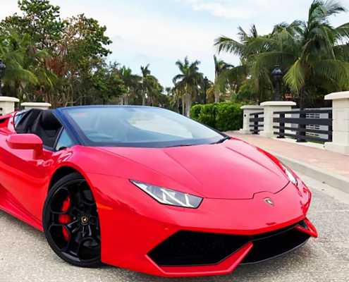 Rent Lamborghini Huracan Spyder Red in Miami 1
