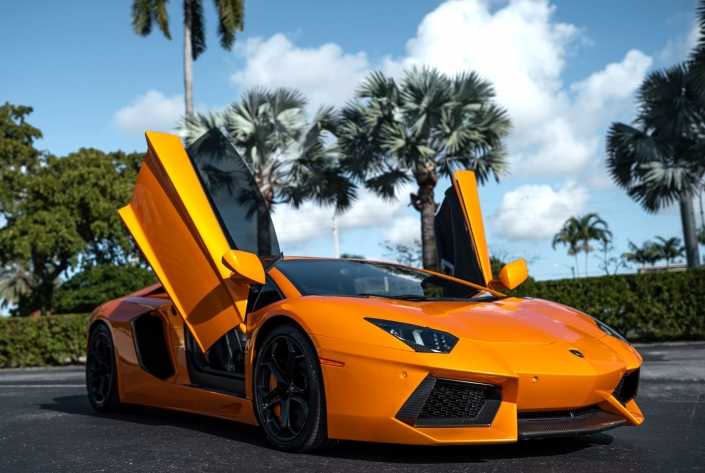 Lamborghini Aventador Orange in Miami 1