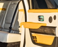 Yellow and white rear door trim in the Rolls-Royce Cullinan Black Badge