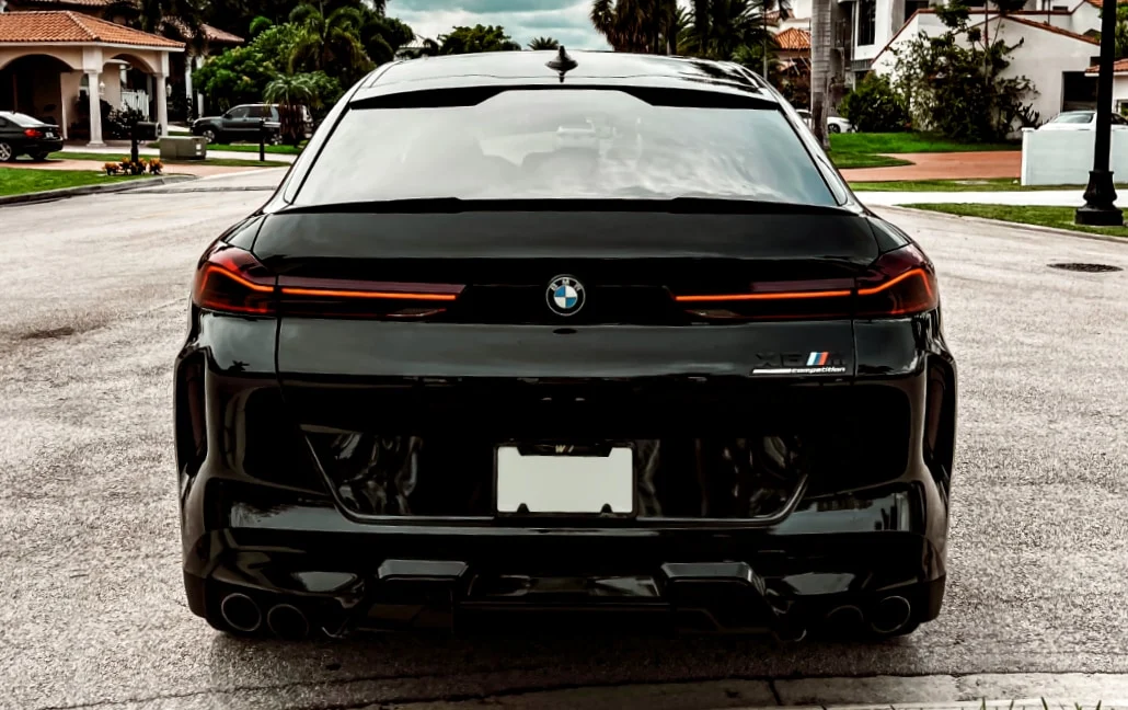 Graphite BMW X6 M Competition — rear hatch and taillights
