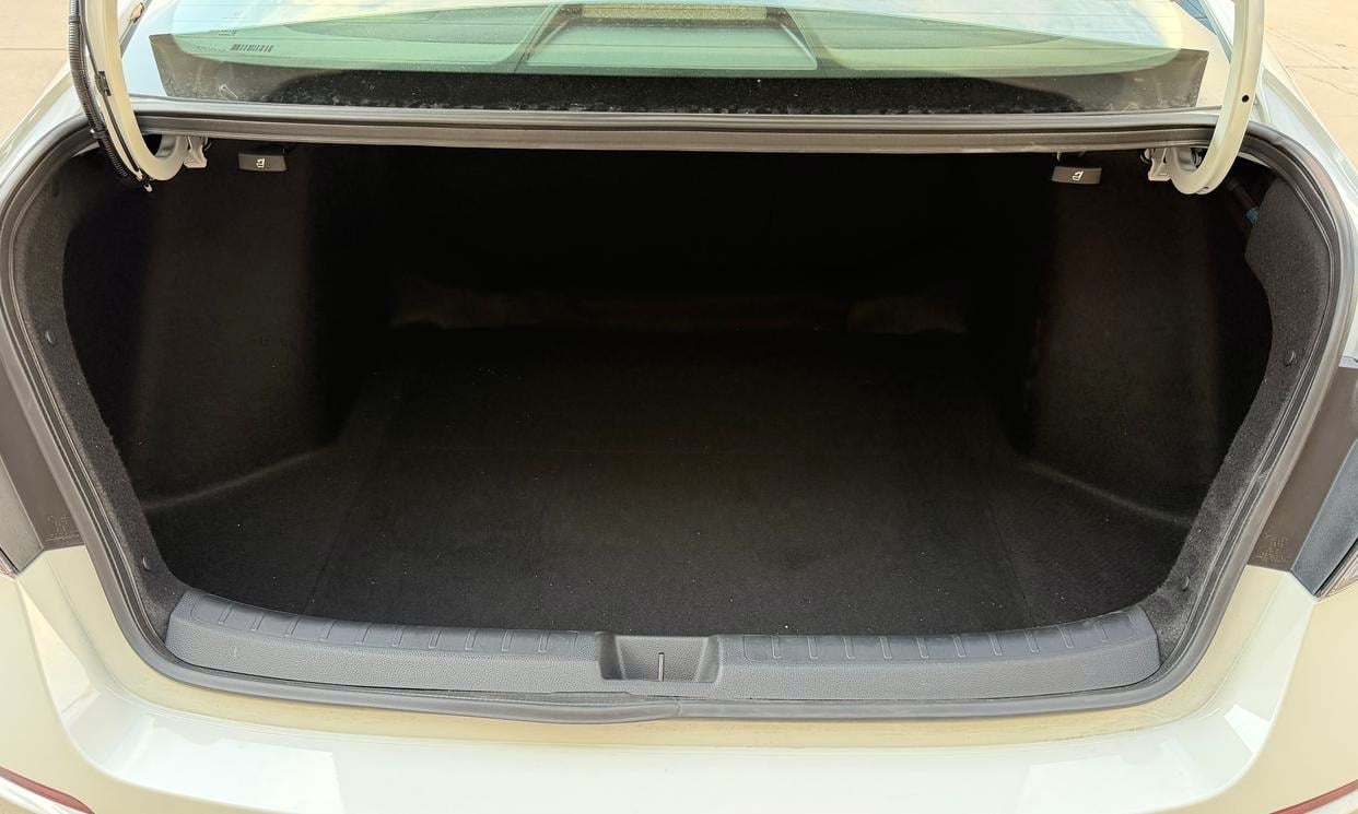 Open cargo area of the white Honda Civic Hybrid Sport Touring