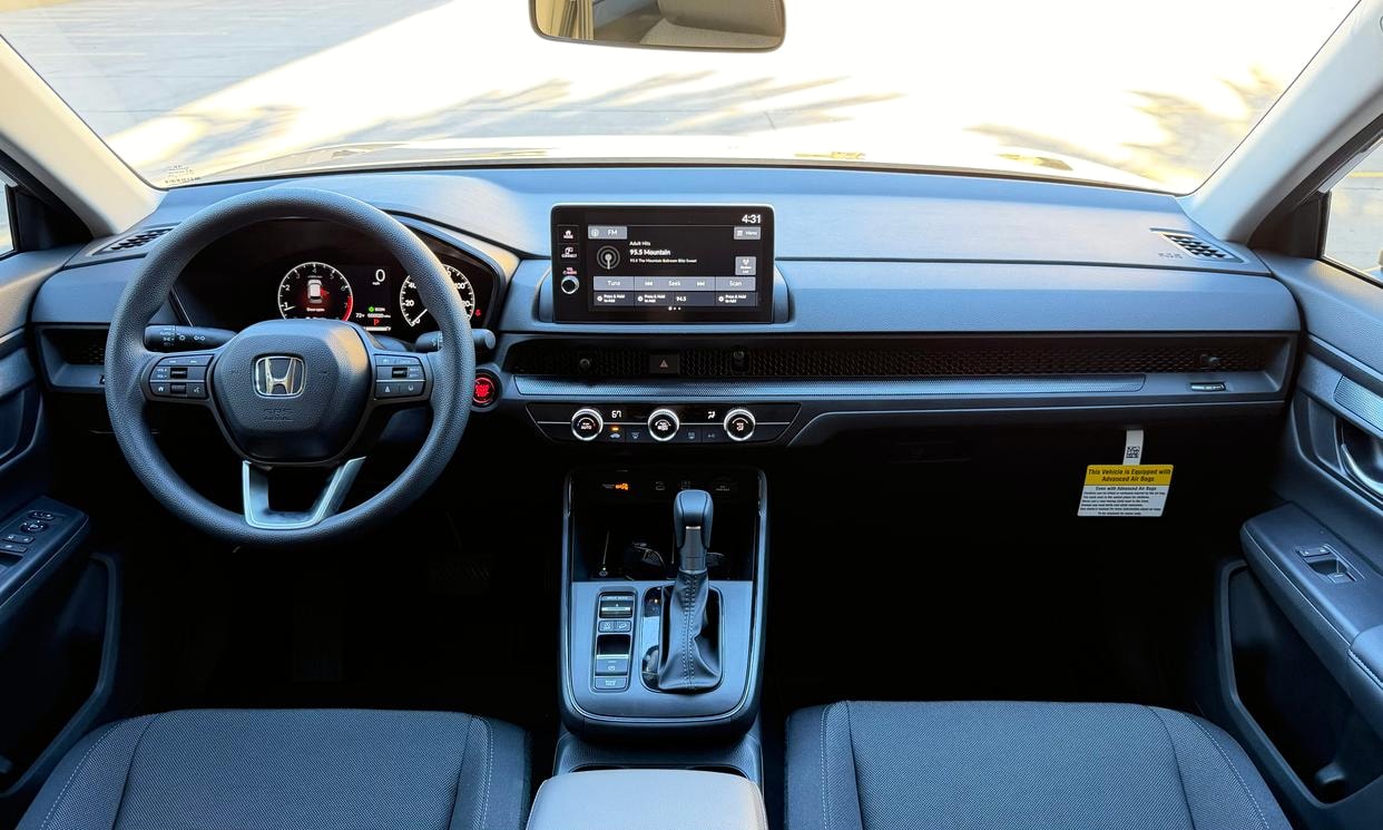 Dashboard and driving controls of the gray Honda CR-V LX
