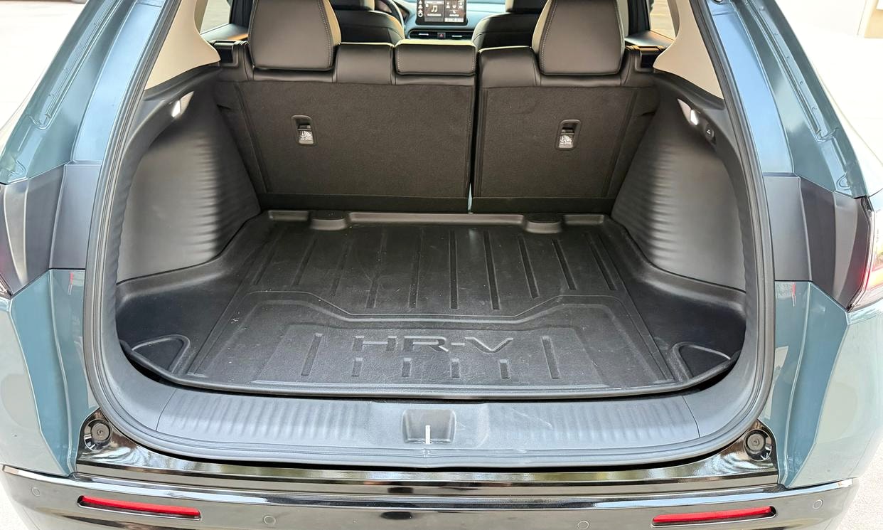 Open cargo area of the blue Honda HR-V EX-L