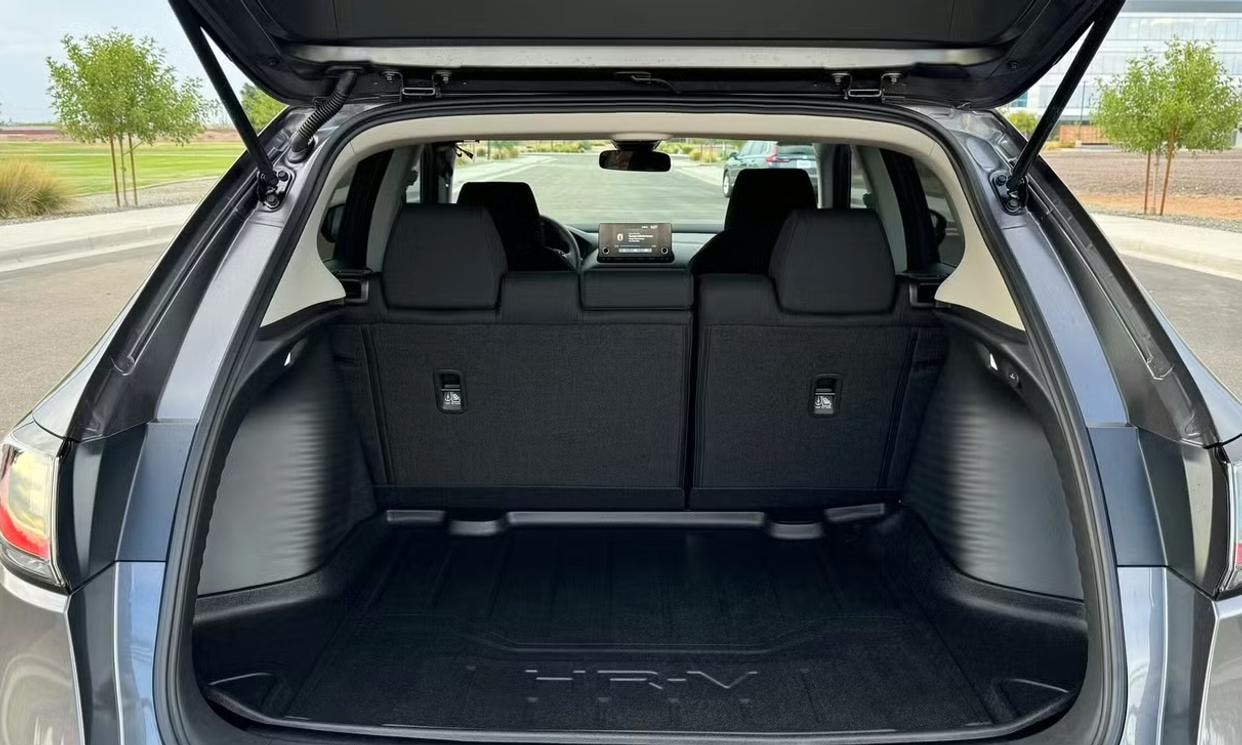 Open cargo area of the gray Honda HR-V LX