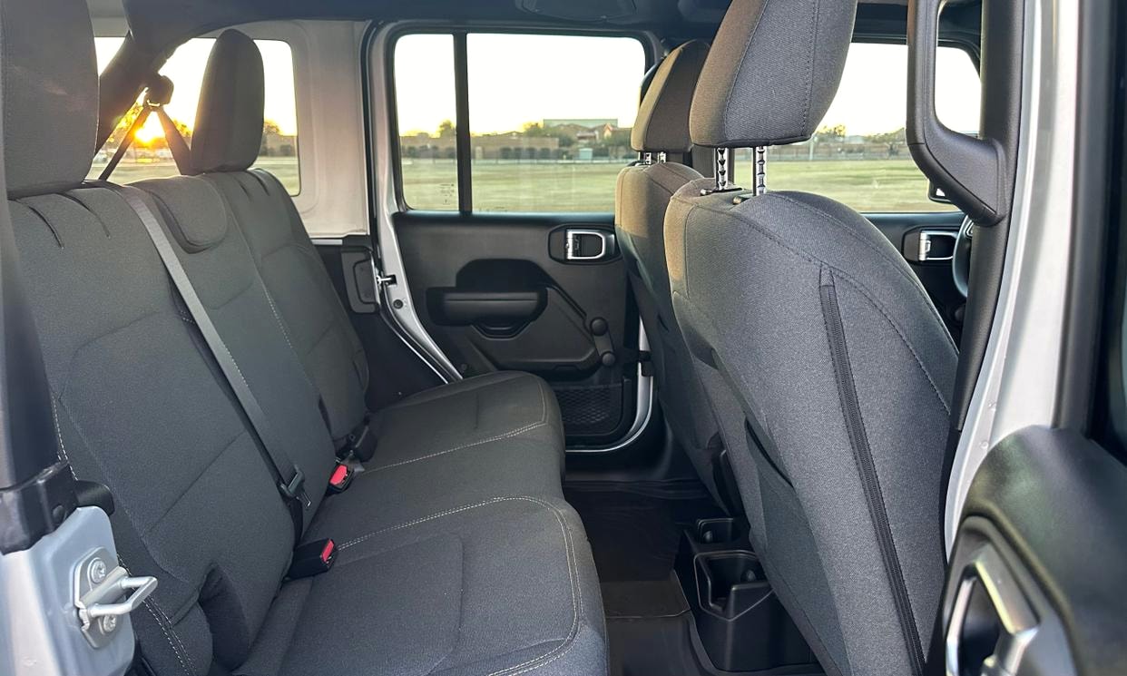 Passenger seating in the silver Jeep Wrangler Sport