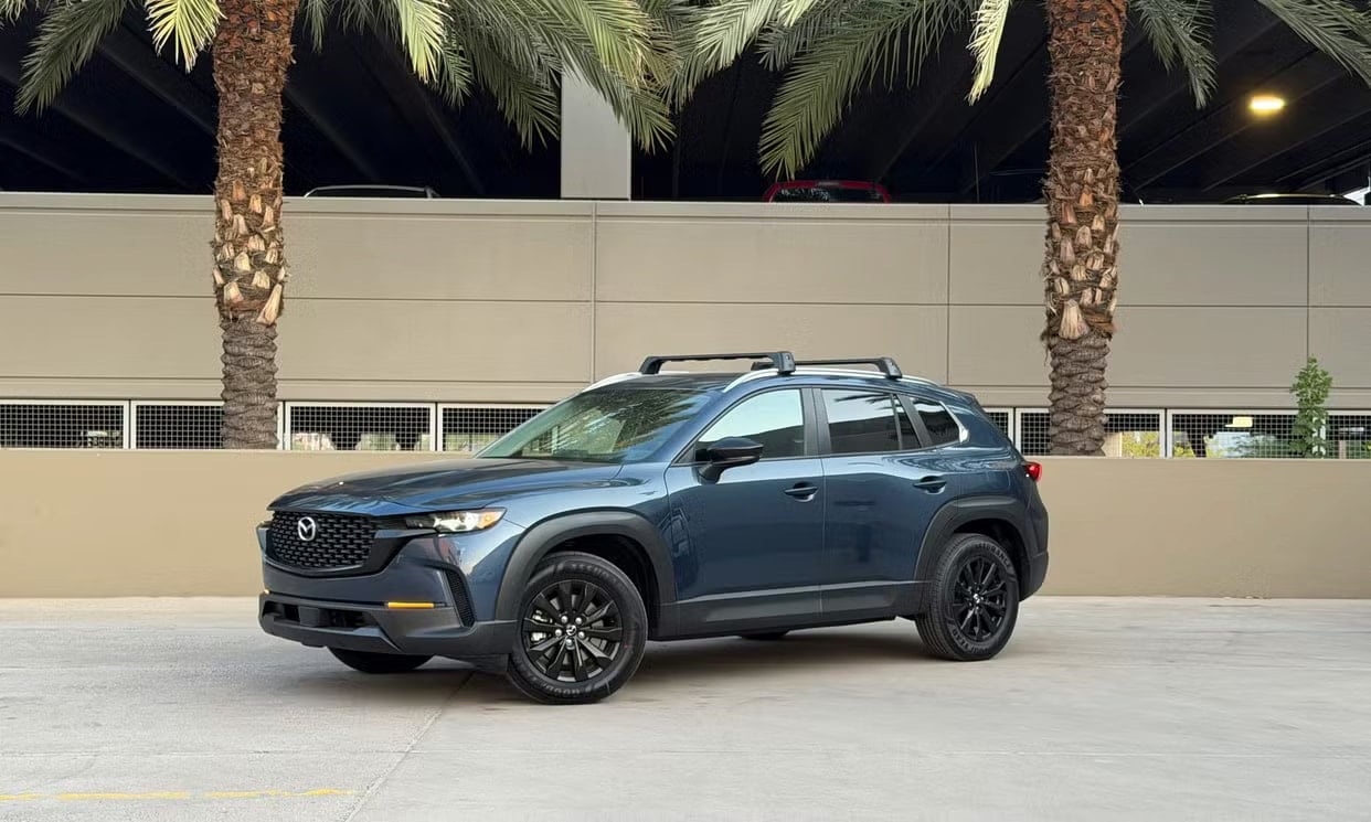 Front three-quarter view of the blue Mazda CX-50 2.5 S Select