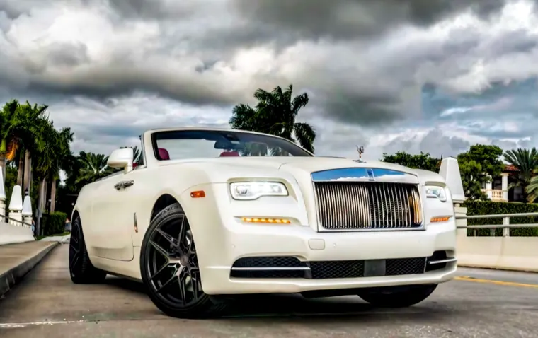 Rolls Royce Dawn White from the Pugachev Miami rental fleet