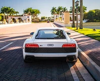 White Audi R8 V10 Performance, rear view