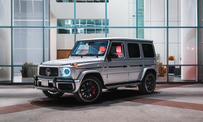 Mercedes-AMG G 63 — Silver, front three-quarter view