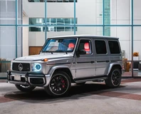 G Wagon Rental in Miami — Silver Mercedes-AMG G 63, front three-quarter view