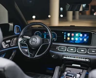 Mercedes-Maybach GLS 600 — White, dashboard viewed from the rear cabin