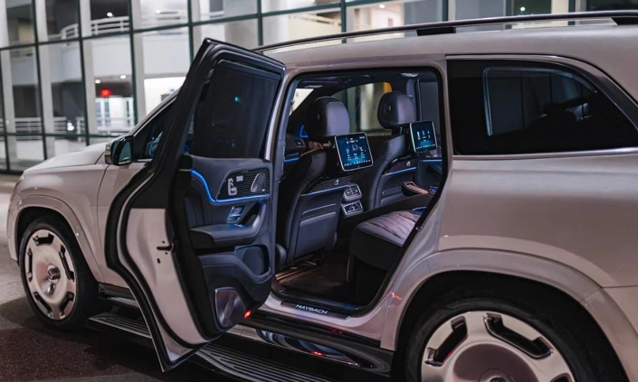 Mercedes-Maybach GLS 600 — White, rear passenger seating