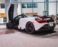 McLaren 720S Spider — White, open roof rear view