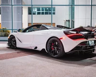 McLaren 720S Spider — White, rear three-quarter view