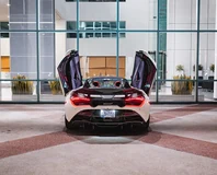 McLaren 720S Spider — White, rear view